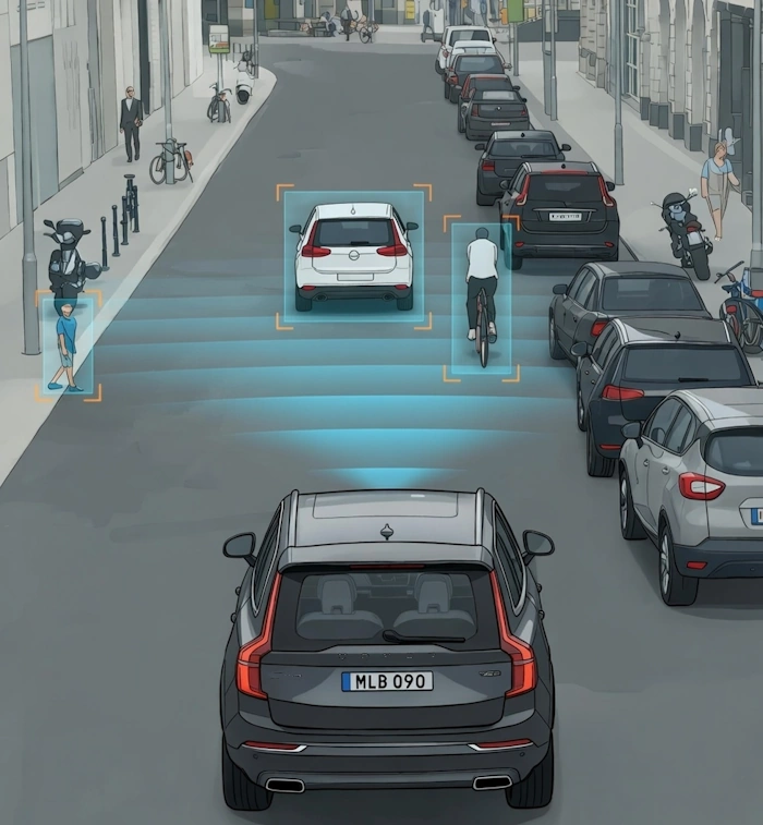 City safety feature in Volvo illustration
