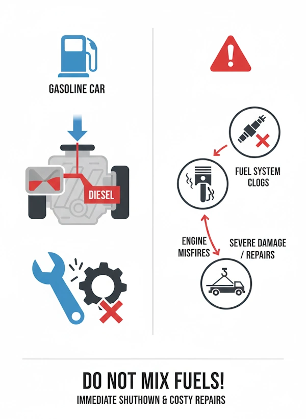 Diesel in gasoline car